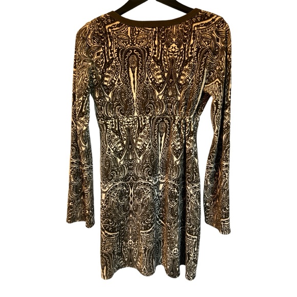 Y2K Juicy Couture Paisley Velour Olive & Tan Umpire Waist Drawstring Dress M - Picture 11 of 11